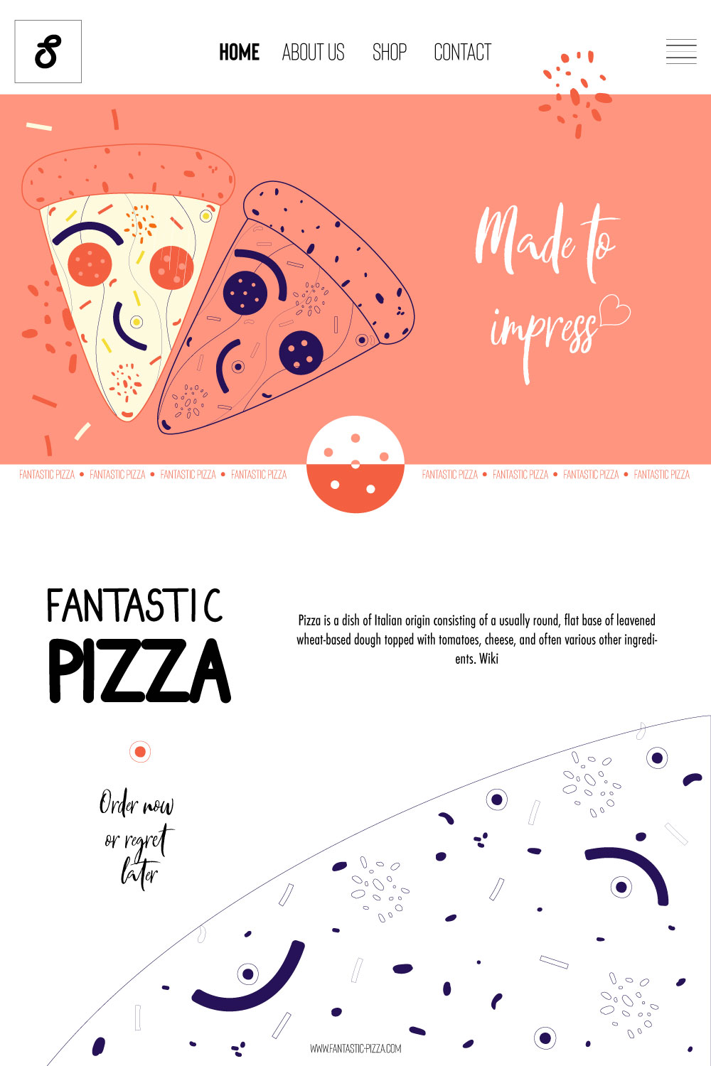 Fantastic vector pizza web design template