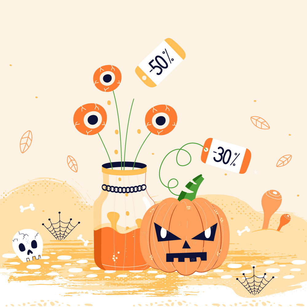 Eye-catching vector Halloween promotion and sale illustrations