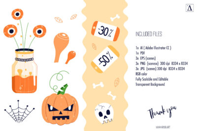 Eye-catching vector Halloween promotion and sale illustrations